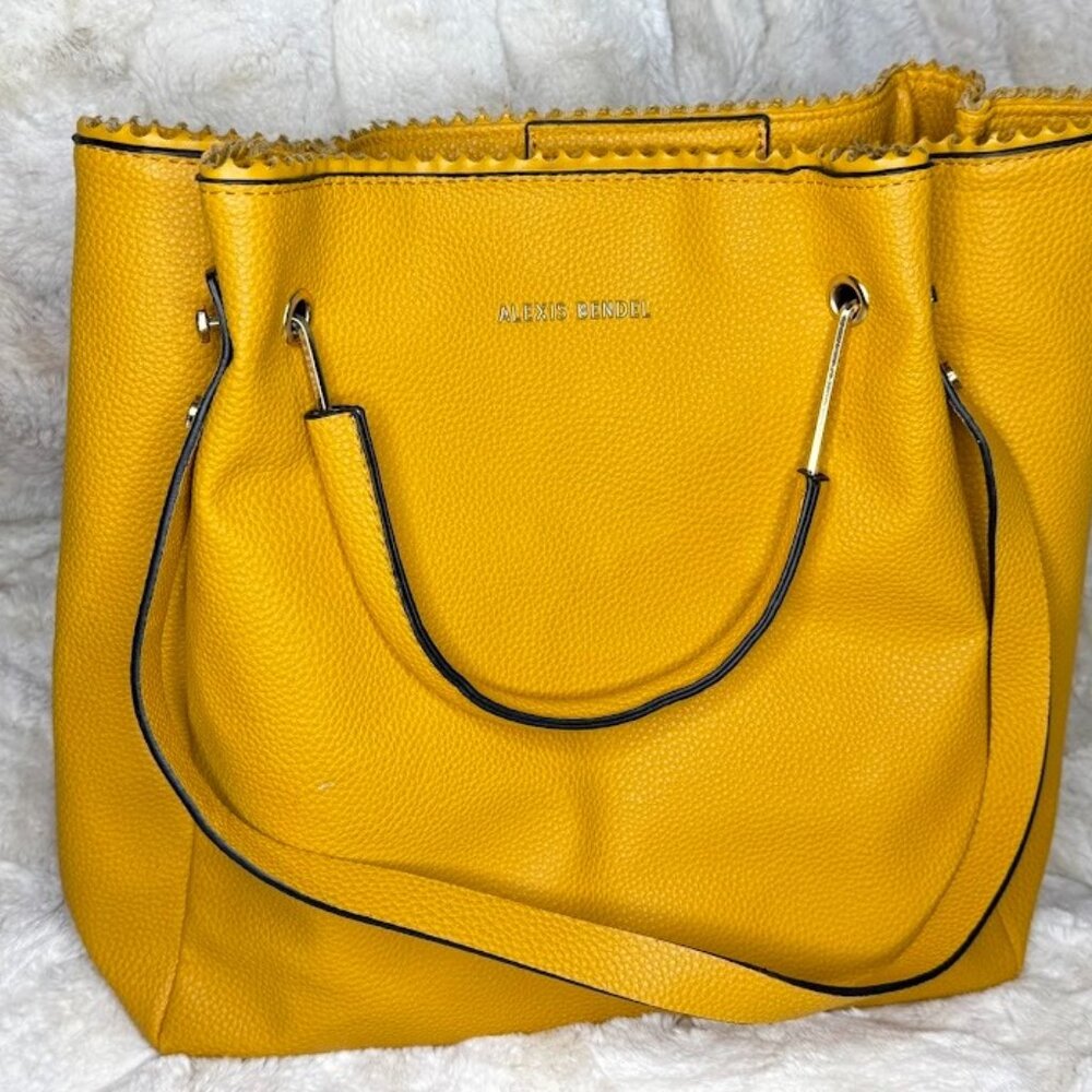 Alexis Bendel bag/purse, Faux vegan leather, cognac/tan/yellow color